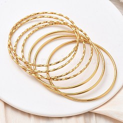 7Pcs 304 Stainless Steel Bangles for Women&nbsp;BJEW-C132-03G