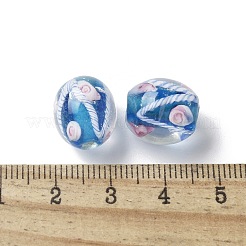 手作りランプワークビーズ  花柄ラウンド  ライトスカイブルー  12~13.5mm  穴：1.4~2.5mm&nbsp;LAMP-P068-09E