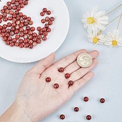 天然石レッドジャスパービーズ連売り  ラウンド  グレードAB  8mm  穴：1mm  100個/箱&nbsp;G-OC0001-13