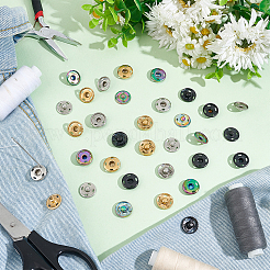 40 Sets 4 Colors 202 Stainless Steel Snap Buttons&nbsp;BUTT-UN0001-18