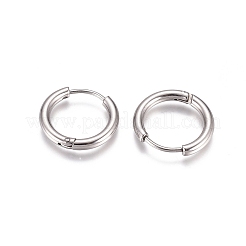変色しにくい304ステンレススチール製フープピアス  316サージカルステンレスピン付き  リング  ステンレス鋼色  17x2.5mm  10ゲージ  ピン：0.9mm&nbsp;EJEW-G272-01-12mm-P