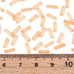 ガラス竹ビーズ  模造キャットアイ  オレンジ  6.5~7x1.5~2mm  穴：0.8~1mm  約13636個/ポンド&nbsp;SEED-N007-28L