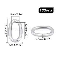 304ステンレススチールオープン丸カン100個  オーバル  ステンレス鋼色  17x10x2.5mm  10ゲージ  内径：5x12mm&nbsp;STAS-PH0004-41