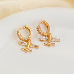 Brass Clear Cubic Zirconia Airplane Hoop Earrings&nbsp;HG3511-1