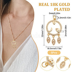 Rack Plating Brass Micro Pave Clear Cubic Zirconia Pendants&nbsp;ZIRC-BBC0001-23