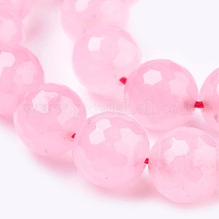天然石マレーシアジェイドビーズ連売り  染め  多面カット  ラウンド  ピンク  6mm  穴：1mm  約66個/連  14.9インチ&nbsp;X-G-K288-6mm-14