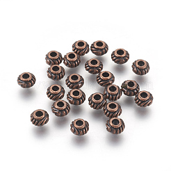 チベット風合金スペーサービーズ  鉛フリーとニッケルフリー  ロンデル  赤銅鉱  6x4mm  穴：2mm&nbsp;X-TIBEB-Q39-R-FF