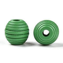 Painted Natural Wood Beehive European Beads&nbsp;WOOD-Q040-019A-A05