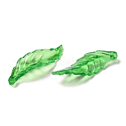 クリアアクリルパーツ  葉  芝生の緑  41x15x2.5mm  穴：2mm  595個/ 500g&nbsp;OACR-E039-69G