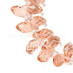 クリスタルガラスビーズ連売り  トップドリルビーズ  多面カット  ティアドロップ  ダークサーモン  13x6mm  穴：1mm  約90~95個/連  16~18インチ&nbsp;GLAA-D033-38