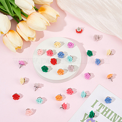 30Pcs 10 Colors Resin Flower Drawing Pins&nbsp;AJEW-BM0001-06