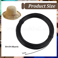 PVC カバー鉄骨抜きストリップ  帽子のつば用ワイヤー  ブラック  1mm&nbsp;FIND-WH0260-24A