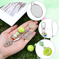 2Pcs 2 Styles Tennis Plastic & Alloy Pendant Decorations&nbsp;HJEW-SP0001-69