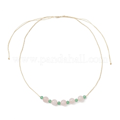 Round Natural Malaysia Jade & Rose Quartz Beaded Necklace & Bracelet & Dangle Earring Sets&nbsp;SJEW-JS01333