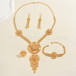 Alloy Hollow Round Bracelets & Earrings & Necklaces & Rings Sets for Women&nbsp;HW2952