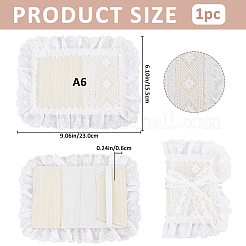 ポリエステルレースブックカバー  ノートブックラップ  ちょう結びリボン付き  ベージュ  230x155x6mm&nbsp;OFST-WH0002-59D