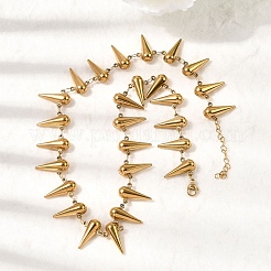304 Stainless Steel Spiked Cone Link Chain Necklaces for Women&nbsp;NJEW-G192-01G