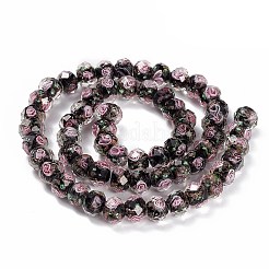 Handmade Gold Sand Lampwork Beads Strands&nbsp;LAMP-R141-10mm-03