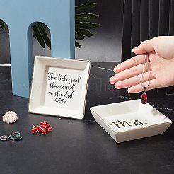磁器ジュエリープレート  単語の正方形  ミックスカラー  2個/箱&nbsp;DJEW-FG0001-05