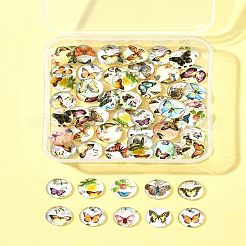 60Pcs Half Round with Butterfly Glass Cabochons&nbsp;GGLA-FS0001-16B