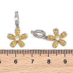 真鍮製マイクロパヴェキュービックジルコニアペンダント  花のチャーム  プラチナ  ゴールド  23mm&nbsp;CU-CBAA6E8-14P-02