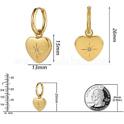 Stainless Steel Heart with Sun Dangle Hoop Earrings for Women&nbsp;JE921A