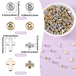 600 個 4 スタイル ccb プラスチックビーズ  混合形状  プラチナ·ゴールデン  8~13x8~9x3~7mm  穴：1.6mm&nbsp;CCB-SP0001-15