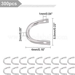 真鍮リンク300個。  U字型  プラチナ  5.5x4x2mm  穴：1mm&nbsp;KK-FH0002-77P