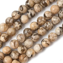 天然長石ビーズ連売り  ラウンド  6mm  穴：1mm  約55個/連  38cm&nbsp;X-G-S259-26-6mm