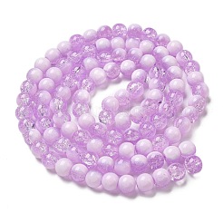 クラックガラスビーズ  ロンデル  紫色のメディア  8mm  穴：1mm&nbsp;X1-GLAA-U001-8mm-04