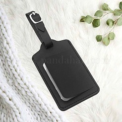 カットホロー 4個 PUレザー ラゲッジタグ  鉄のクラスプ付  旅行IDラベル  スーツケース名札  ブラック  111x70mm&nbsp;OFST-CL0001-01B-03