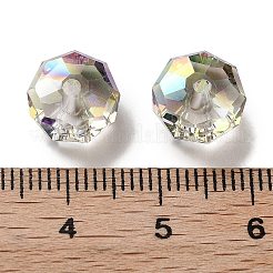 電気メッキガラスビーズ  半分虹メッキ  多面カット  ロンデル  紫色のメディア  10x6mm  穴：1.5mm&nbsp;EGLA-A043-03-HR01