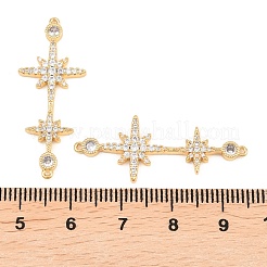 Brass Micro Pave Clear Cubic Zirconia Connector Charms&nbsp;KK-H538-13G