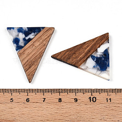 樹脂とクルミのペンダント  三角形  スチールブルー  36.5x30.5x2.5mm  穴：2mm&nbsp;FIND-R051-01C
