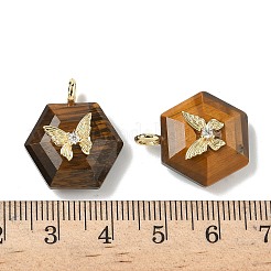 Natural Tiger Eye Faceted Pendants&nbsp;G-P585-01G-10