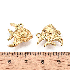 304ステンレスペンダント  魚  片穴パーツ用  イオンプレーティング（ip）  18KGP本金メッキ  16x16x5.5mm  穴：1.4mm  0.9mmのラインストーンに適する&nbsp;STAS-N114-34G