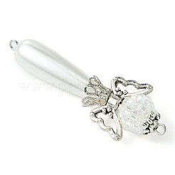 Acrylic Imitation Pearl & Glass Angel Connector Charms&nbsp;PALLOY-MZ00288