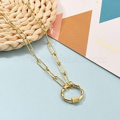 Brass Micro Pave Cubic Zirconia Screw Carabiner Lock Pendant Necklaces&nbsp;NJEW-JN03115