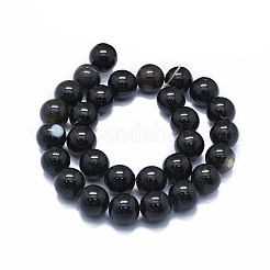 天然石瑪瑙ビーズ連売り  染め＆加熱  ラウンド  ブラック  14mm  穴：2~2.5mm  約29~30個/連  15.1インチ〜15.5インチ（38.5~39.5cm）&nbsp;G-I245-70A-03