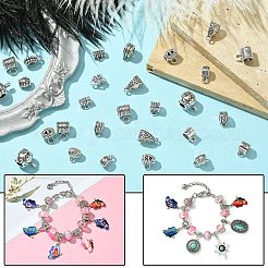 100 個 20 スタイルのチベットスタイル合金チューブベイル  ループベイル  チューブ  アンティークシルバー  7.5~15x4~11x5~10.5mm  穴：1~2.7mm  内径：2~7mm  5個/スタイル&nbsp;FIND-CJ0002-13