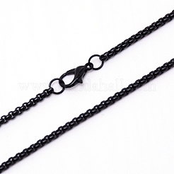 鉄箱チェーンネックレス作り  カニカン付き  電気泳動黒  24.02~24.41インチ（61~62cm）  3mm&nbsp;NJEW-WH0007-01D