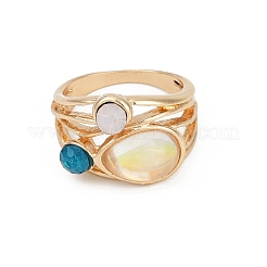 Alloy Multi-Moonstone Finger Rings for Women&nbsp;FS-WG1D73B-02