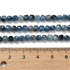 グラデーションカラーのナチュラルデビルブルーアクアマリンビーズ連売り  キューブ  多面カット  3.5~4x3.5~4x3.5~4mm  穴：0.7~0.8mm  約96~104個/連  15.16''（38.5cm）〜15.47''（39.3cm）&nbsp;G-NH0072-C01-01