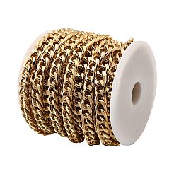 アルミカーブチェーン  スプールで  溶接されていない  多面カット  ゴールドカラー  12x9x3.5mm  約32.81フィート（10m）/ロール&nbsp;CHA-F004-03G
