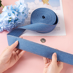 ステッチデニムリボン  服飾材料  DIYクラフトヘアクリップアクセサリーと縫製装飾用  藤紫色  4cm  10 M /袋&nbsp;OCOR-TAC0009-04D-02