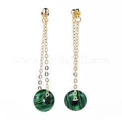 Synthetic Malachite Dangle Stud Earrings&nbsp;EJEW-JE03730-02