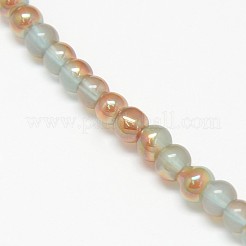 Electroplate Imitation Jade Glass Round Beads Strands&nbsp;EGLA-F037-4mm-M