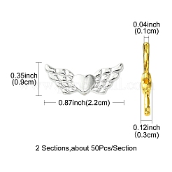 100 個 2 色の合金ビーズ  ハートの翼  鉛フリー＆カドミウムフリー  ミックスカラー  22x9x3mm  穴：1mm  50個/カラー&nbsp;FIND-FS0002-48