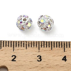 6mm真鍮ラインストーンビーズ  ラウンド  銀  6x6.5mm  穴：1.2mm&nbsp;X1-KK-S519-01A-01S