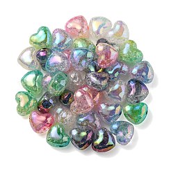 クリアクラックアクリルビーズ  グラデーションカラー  ハート  ミックスカラー  19x22x14mm  穴：3.5mm&nbsp;OACR-P010-14
